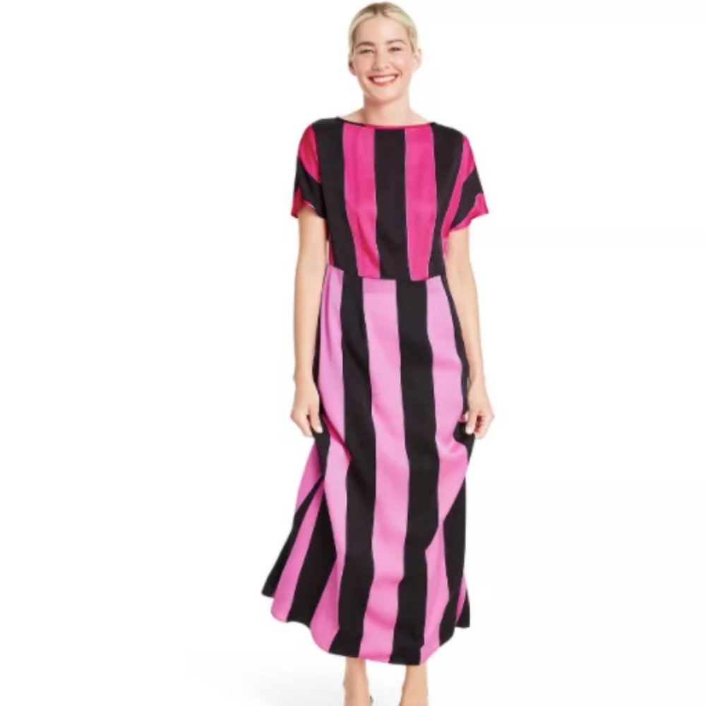 Mixed Stripe Short Sleeve Dress